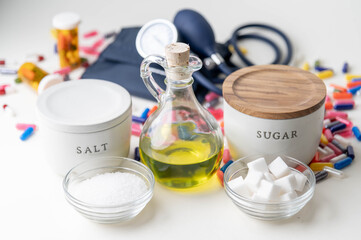 salt, sugar, oil, high pblood pressure image