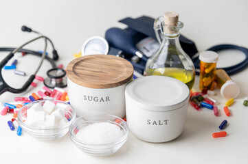 salt, sugar, oil, high pblood pressure image