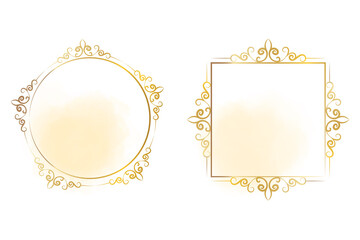 Set of gold frame with ornamental style