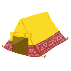 登山、アウトドア、キャンプやグランピングなどで使える、ゆるかわな「テント」ベクターイラスト