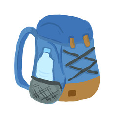 登山、アウトドア、キャンプやグランピングなどで使える、ゆるかわな「リュック」ベクターイラスト