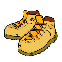 登山、アウトドア、キャンプやグランピングなどで使える、ゆるかわな「トレッキングシューズ」ベクターイラスト