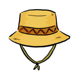 登山、アウトドア、キャンプやグランピングなどで使える、ゆるかわな「ハット」ベクターイラスト