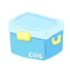 登山、アウトドア、キャンプやグランピングなどで使える、ゆるかわな「クーラーボックス」ベクターイラスト