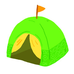 登山、アウトドア、キャンプやグランピングなどで使える、ゆるかわな「テント」ベクターイラスト