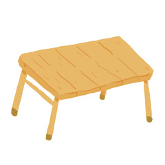 登山、アウトドア、キャンプやグランピングなどで使える、ゆるかわな「木製ベンチ」ベクターイラスト