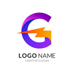 Letter G and thunder logo concept, modern logo style