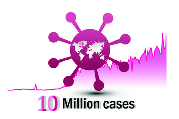 vector illustration logo, symbol or icon design. COVID-19 cases touch the mark of 10 million one crore in all over the world. Cases of corona virus are still increasing or rising.