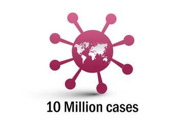 vector illustration logo, symbol or icon design. COVID-19 cases touch the mark of 10 million one crore in all over the world. Cases of corona virus are still increasing or rising.