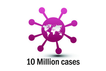 vector illustration logo, symbol or icon design. COVID-19 cases touch the mark of 10 million one crore in all over the world. Cases of corona virus are still increasing or rising.