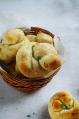 Homemade garlic Knots, selective focus