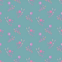 Retro style flower illustration seamless pattern. Isolated vector rose vintage wallpaper.