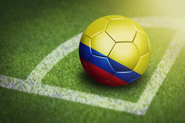 Obraz premium Taking a corner with Colombia flag soccer ball