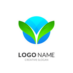 Leaf and globe logo, earth day logo