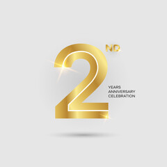 2th 3D gold anniversary logo isolated on elegant background, vector design for celebration purpose