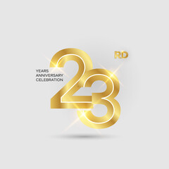 23rd 3D gold anniversary logo isolated on elegant background, vector design for celebration purpose