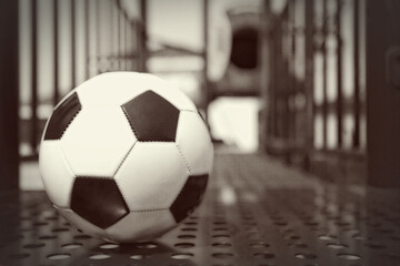 Fototapeta na wymiar Soccer ball on a playground