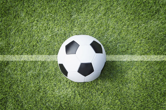 A soccer ball on playing field