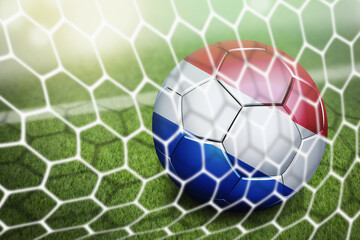 Netherlands soccer ball in goal net