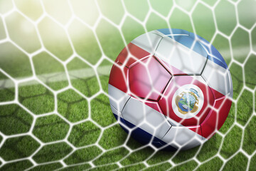 Costa Rica soccer ball in goal net