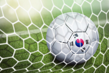 Naklejka premium Korea Republic soccer ball in goal net