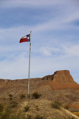 Texas flag in desert
