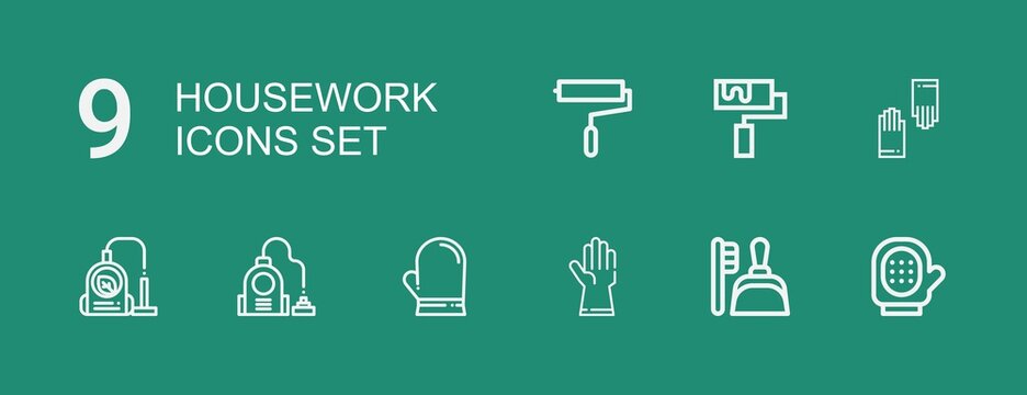 Editable 9 housework icons for web and mobile