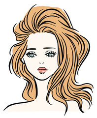 Vector illustration of a beautiful woman with big curl hair.