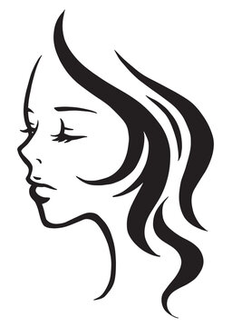 Vector illustration of a beautiful woman. Logo style art for beauty salon. 