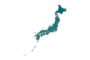 Japan Regions Map, High Detailed Blue Map of Japan isolated on white background, Map of Japan - Blue Geometric Rumpled Triangular , Polygonal Design For Your . Vector illustration eps 10. - Vector
