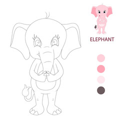 Coloring book pages for kids. elephant cartoon