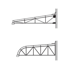 Roofing building steel frame cover roof truss.
Basic components of a roof truss. On white background.