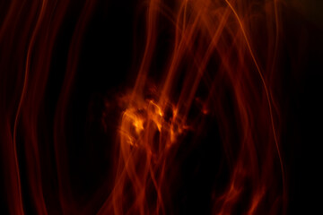 Fototapeta premium Light abstract, empty Charcoal grill with open fire light at night
