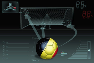 Penalty kick infographic with Belgium soccer ball