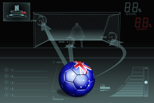 Penalty kick infographic with Australia soccer ball