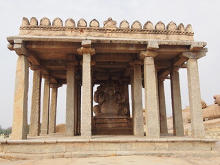 Stone statue of Ganesh, The Ruins of Hampi, Hampi, Karnataka, South India, India