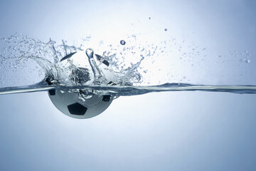 Soccer ball splashing into water