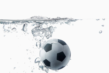 Soccer ball splashing into water