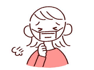 咳きをするマスク姿の若い女性