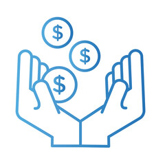 hands with coins money dollars payment online gradient style