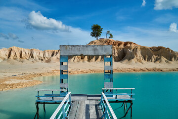 Wide angle view of blue lake at Bintan, Indonesia