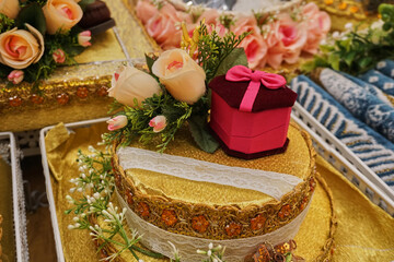 Selective focus on Malay wedding dowry items     