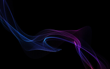 Dark abstract background with a glowing abstract waves