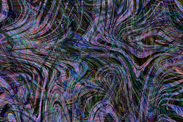 Colourful psychedelic background made of interweaving curved shapes. liquid splash as Illustration.