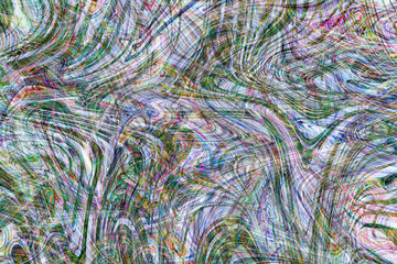 Colourful psychedelic background made of interweaving curved shapes. liquid splash as Illustration.