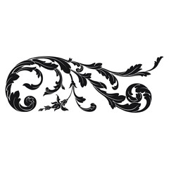 Vintage Ornament Element in baroque style with filigree and floral engrave the best situated for create frame, border, banner. It's hand drawn foliage swirl like victorian or damask design arabesque.