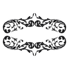 Vintage Ornament Element in baroque style with filigree and floral engrave the best situated for create frame, border, banner. It's hand drawn foliage swirl like victorian or damask design arabesque.