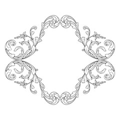 Vintage Ornament Element in baroque style with filigree and floral engrave the best situated for create frame, border, banner. It's hand drawn foliage swirl like victorian or damask design arabesque.