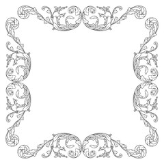 Vintage Ornament Element in baroque style with filigree and floral engrave the best situated for create frame, border, banner. It's hand drawn foliage swirl like victorian or damask design arabesque.