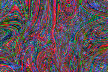 Colourful psychedelic background made of interweaving curved shapes. liquid splash as Illustration.